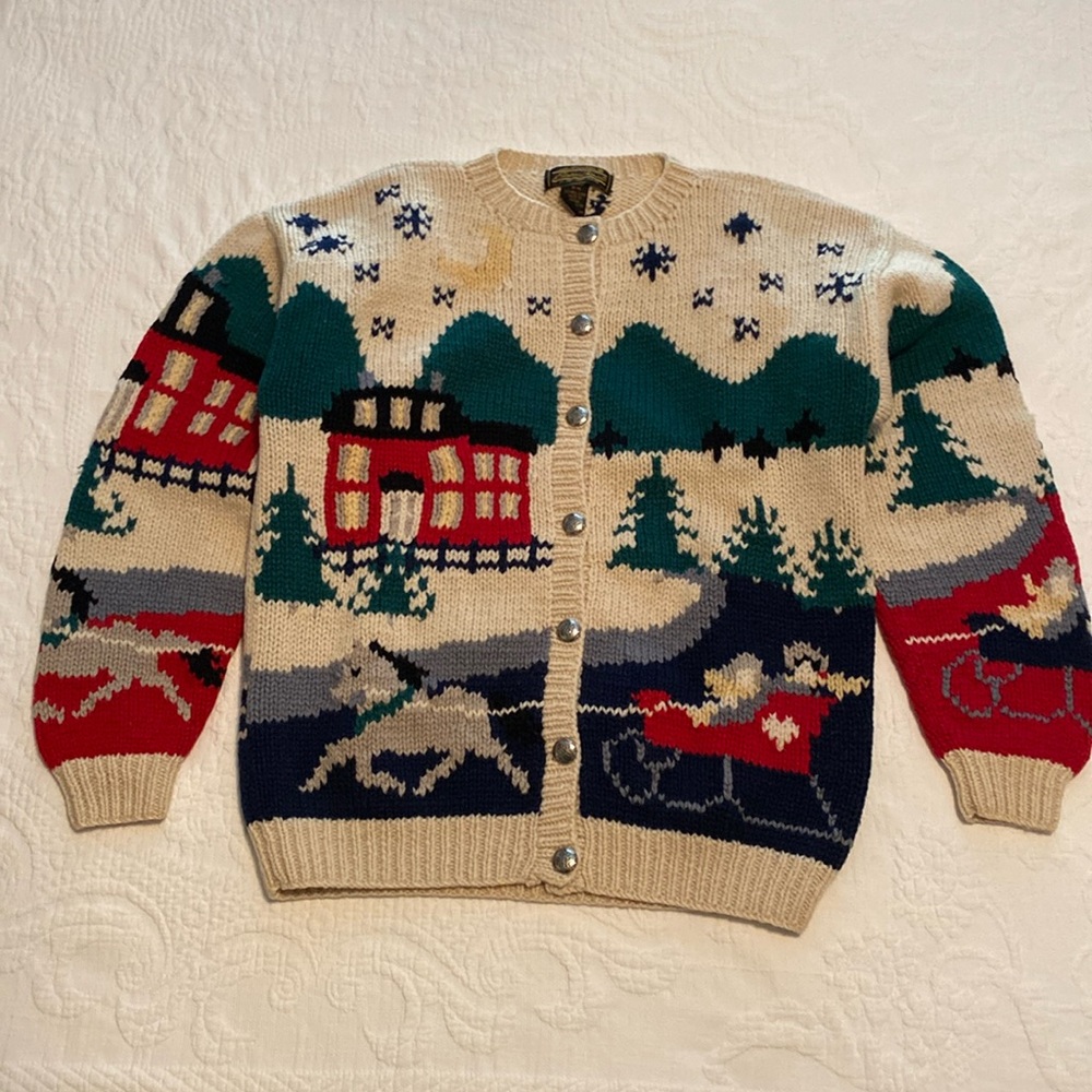 Vintage Eddie Bauer Christmas/Winter Scene Sweater